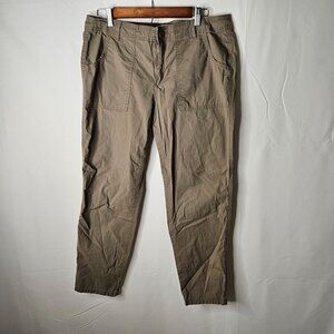 Liz Claiborne Classic Size 10‎ Tan Cotton Spandex Zip Crop Pant 26" Inseam